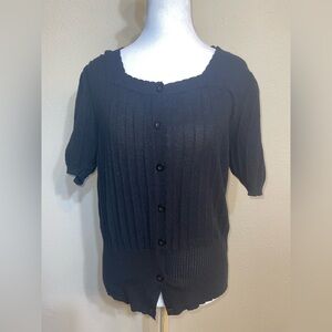 Curlbiuty Black Button-Up Knit Cardigan M